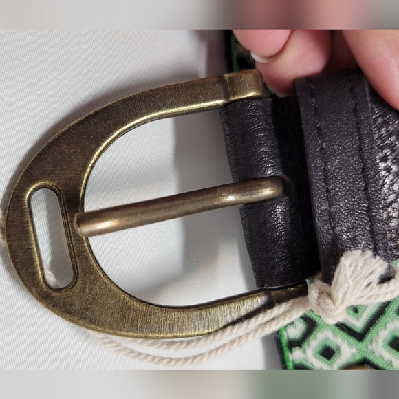 Free People Moving To Mars Printed Belt Jaded Jungle Green Mint M/L Cotton New - Picture 4 of 6